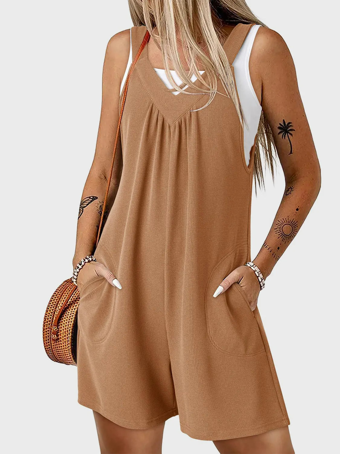 V-Neck Wide Strap Romper