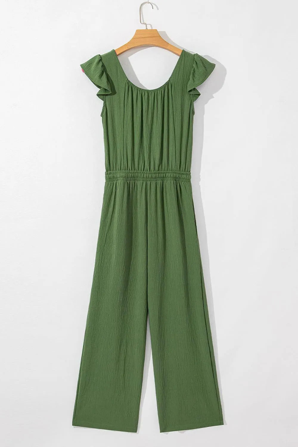 Ruffled Cap Sleeve Wide Leg Jumpsuit