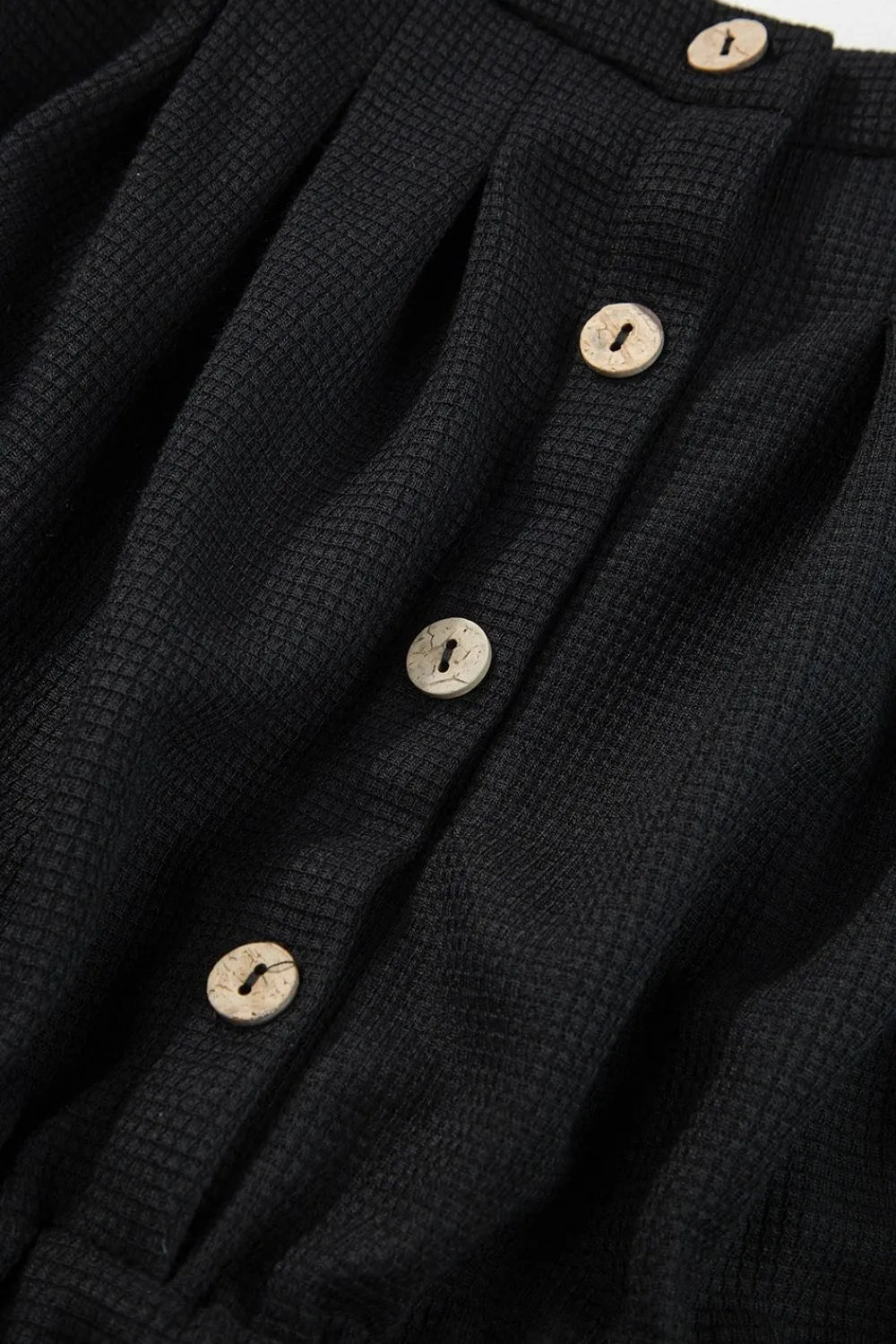 Knotted Straps Button Textured Drawstring Jumpsuit