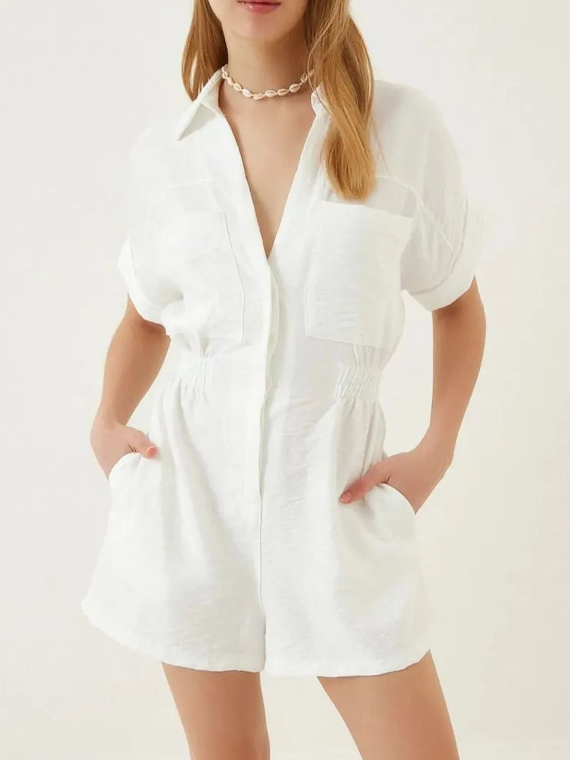 Johnny Collar Short Sleeve Romper