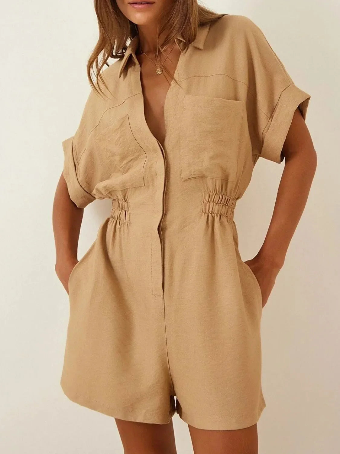 Johnny Collar Short Sleeve Romper