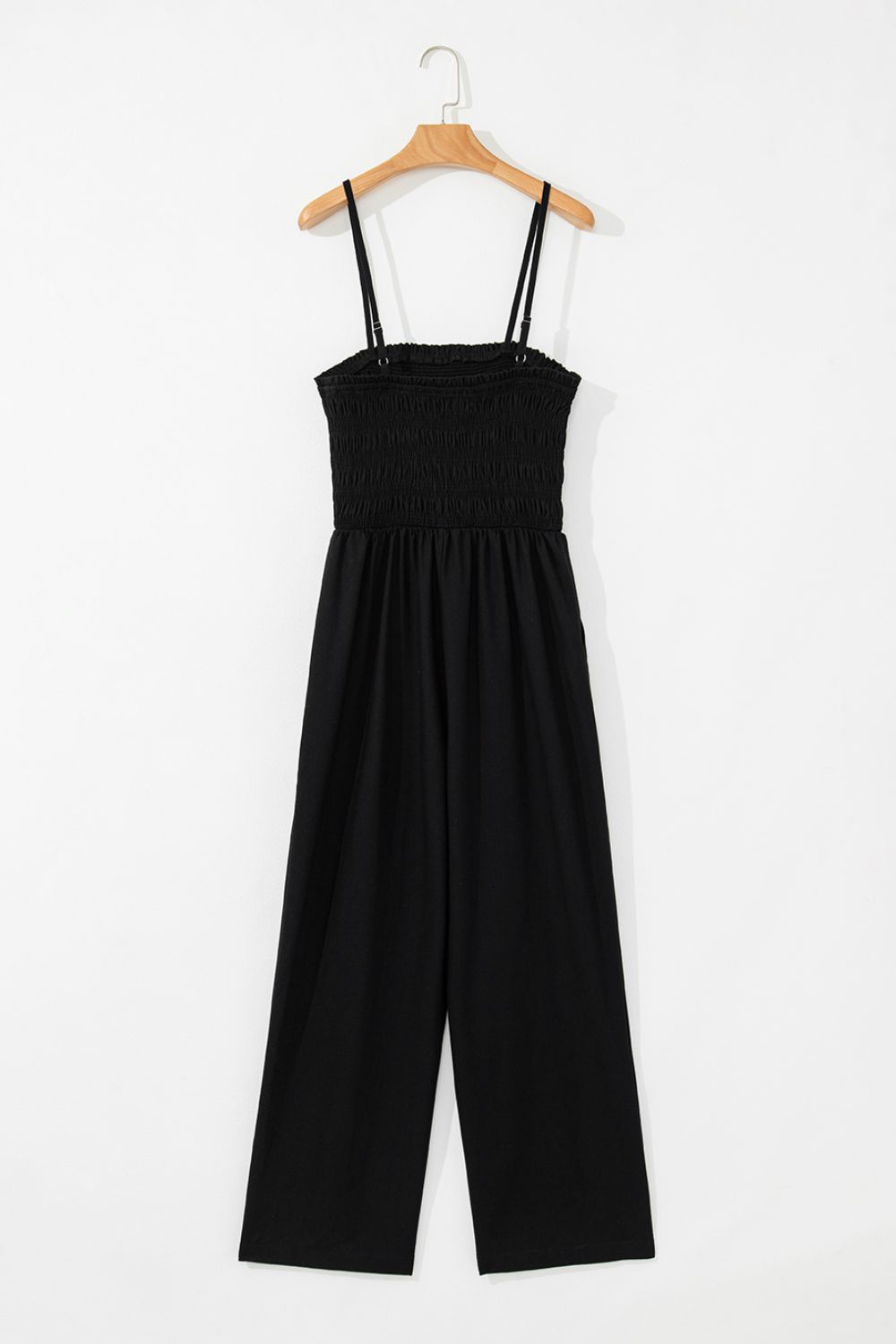 Smocked Spaghetti Straps Wide Leg Jumpsuit