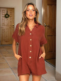 Button Front Short Sleeve Romper