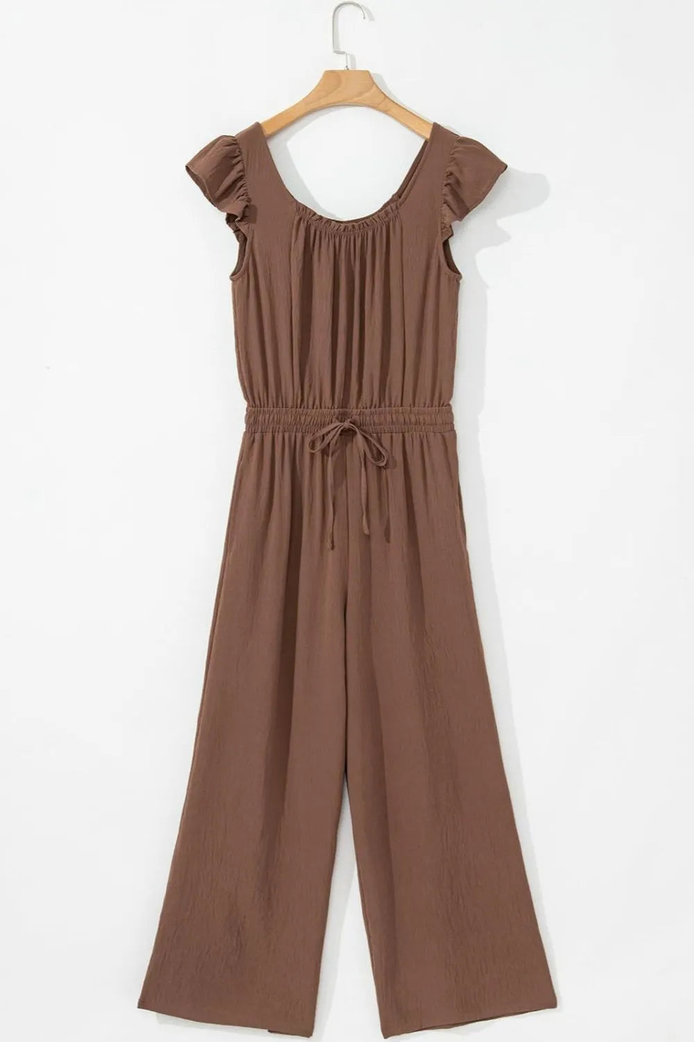 Ruffled Cap Sleeve Wide Leg Jumpsuit