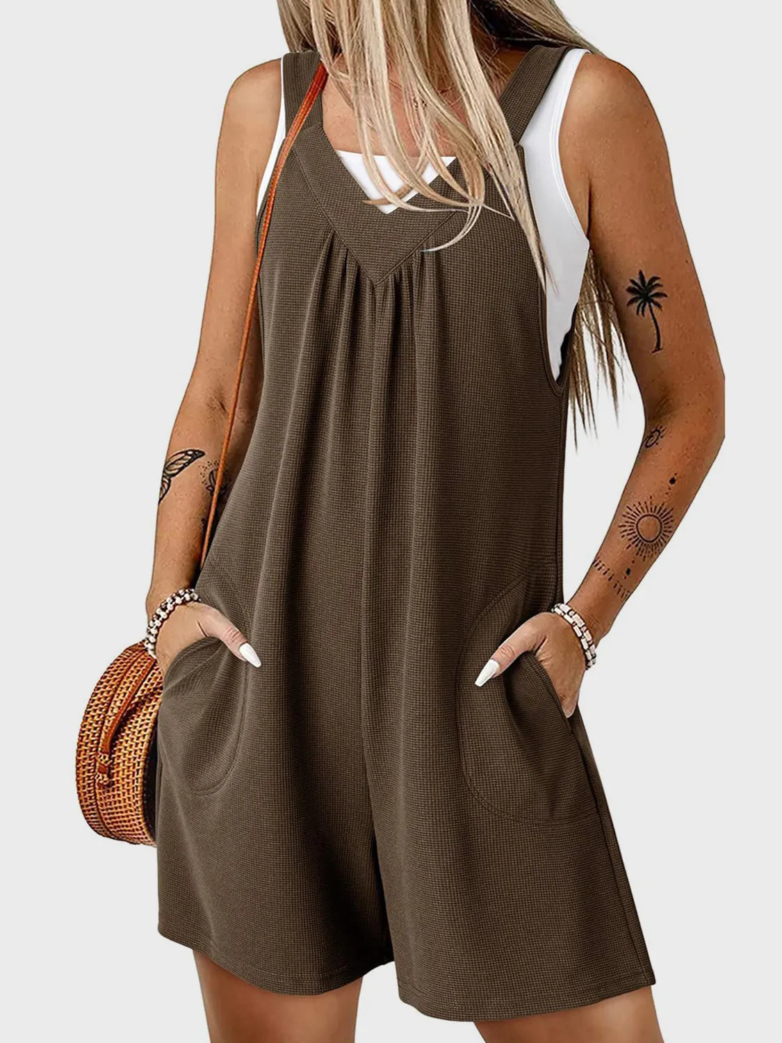 V-Neck Wide Strap Romper