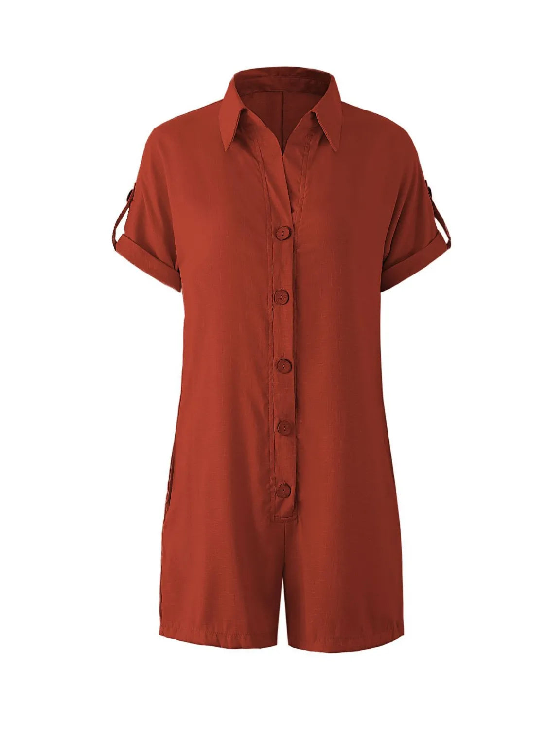 Button Front Short Sleeve Romper