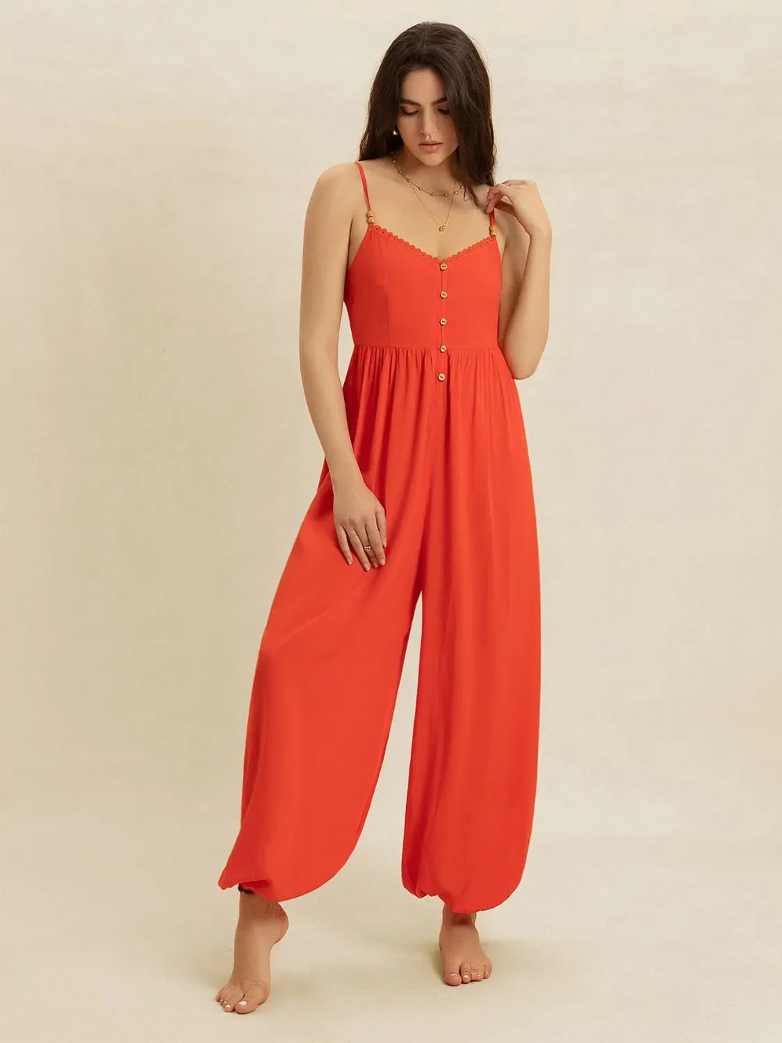 V-Neck Spaghetti Strap Jumpsuit