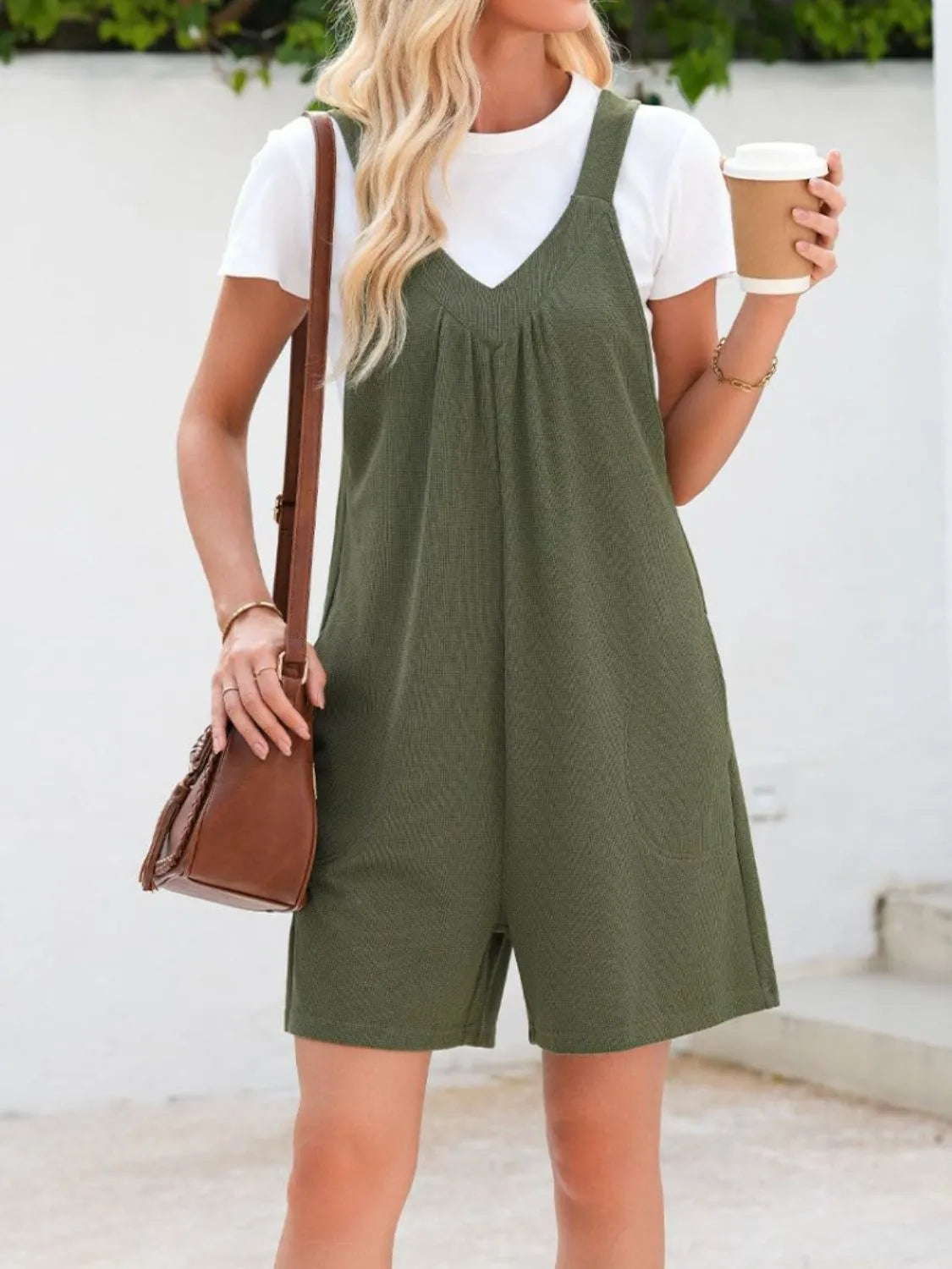 V-Neck Wide Strap Romper