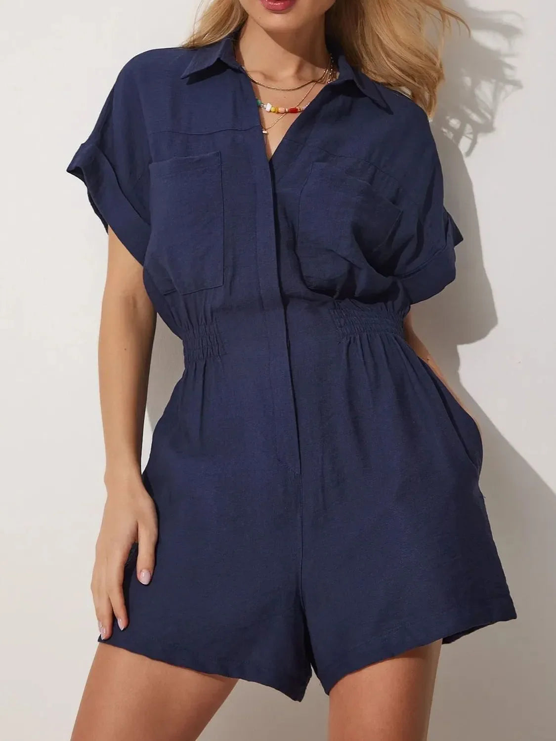 Johnny Collar Short Sleeve Romper