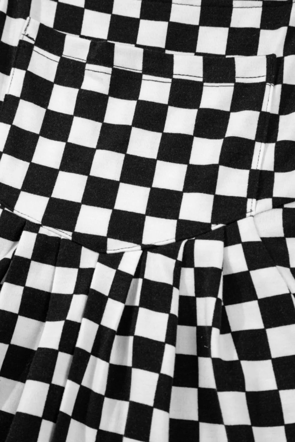 Checkered Print Pocketed Wide Leg Jumpsuit