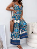 Printed V-Neck Wide Leg Jumpsuit