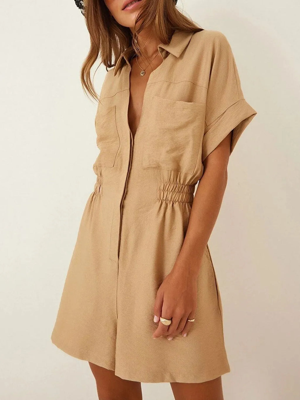 Johnny Collar Short Sleeve Romper