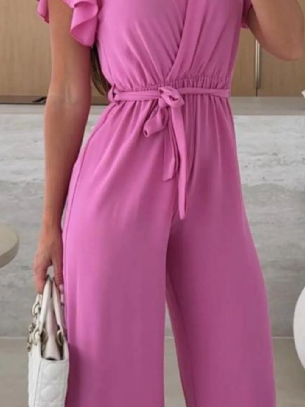 Tied Ruffled Wide Leg Jumpsuit