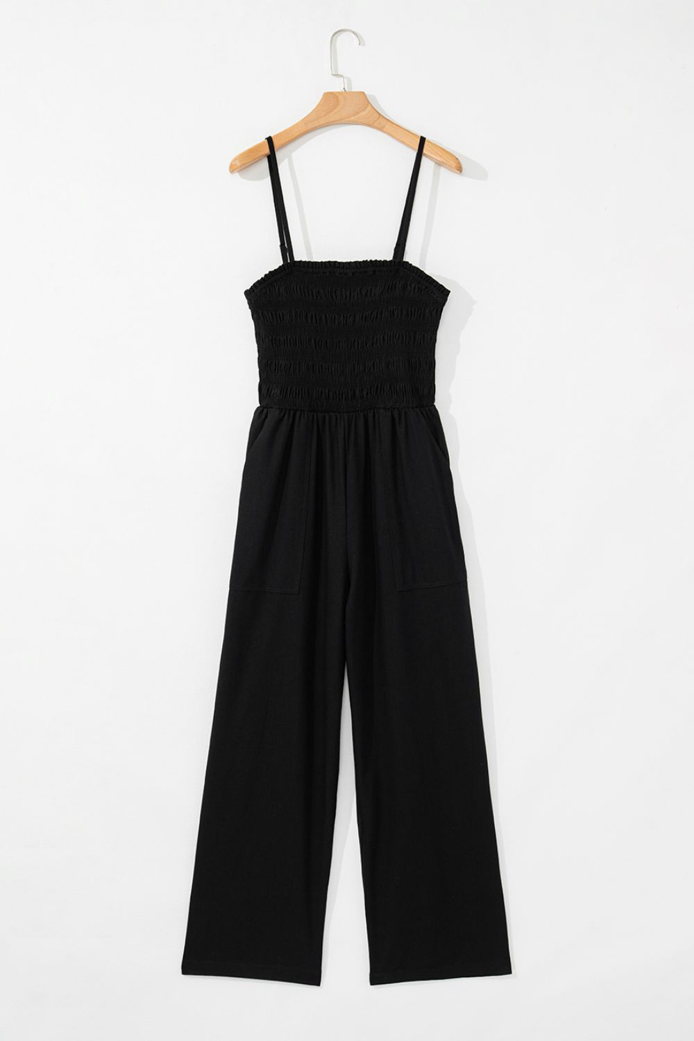Smocked Spaghetti Straps Wide Leg Jumpsuit